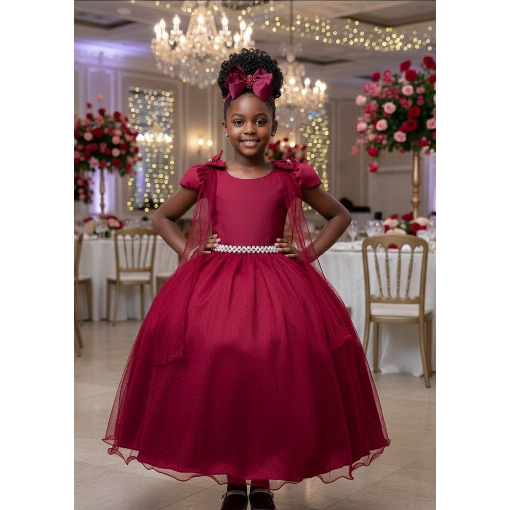 Vestido Longo de Festa  Infantil Juvenil Club Diamante Marsala