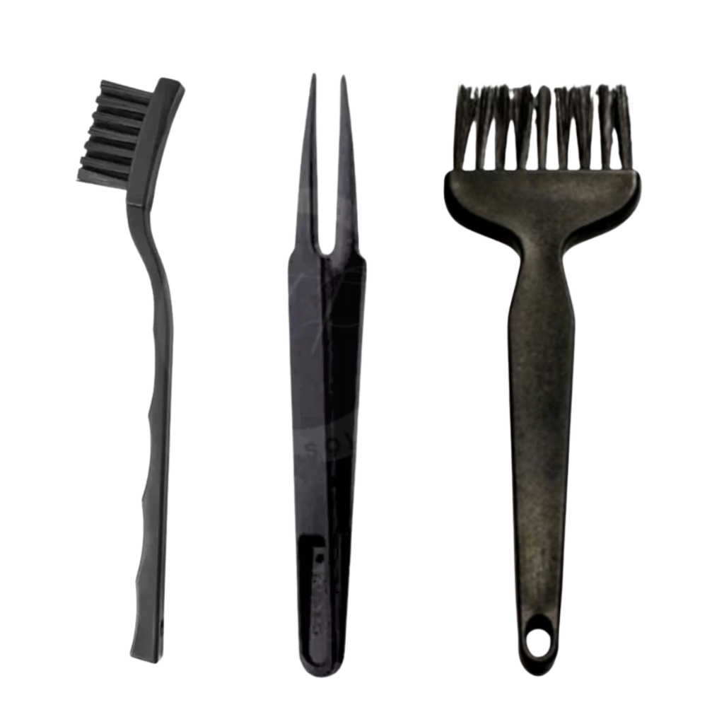 Kit Limpeza PC e Notebook Profissional | Escova Antiestática + Pincel Trincha + Pinça | Teclado, Cooler e Componentes