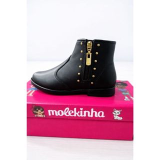 BOTA COTURNO MOLEKINHA INFANTIL CANO BAIXO ZIPER NAPA BERLIM PRETA em Oferta na Shopee