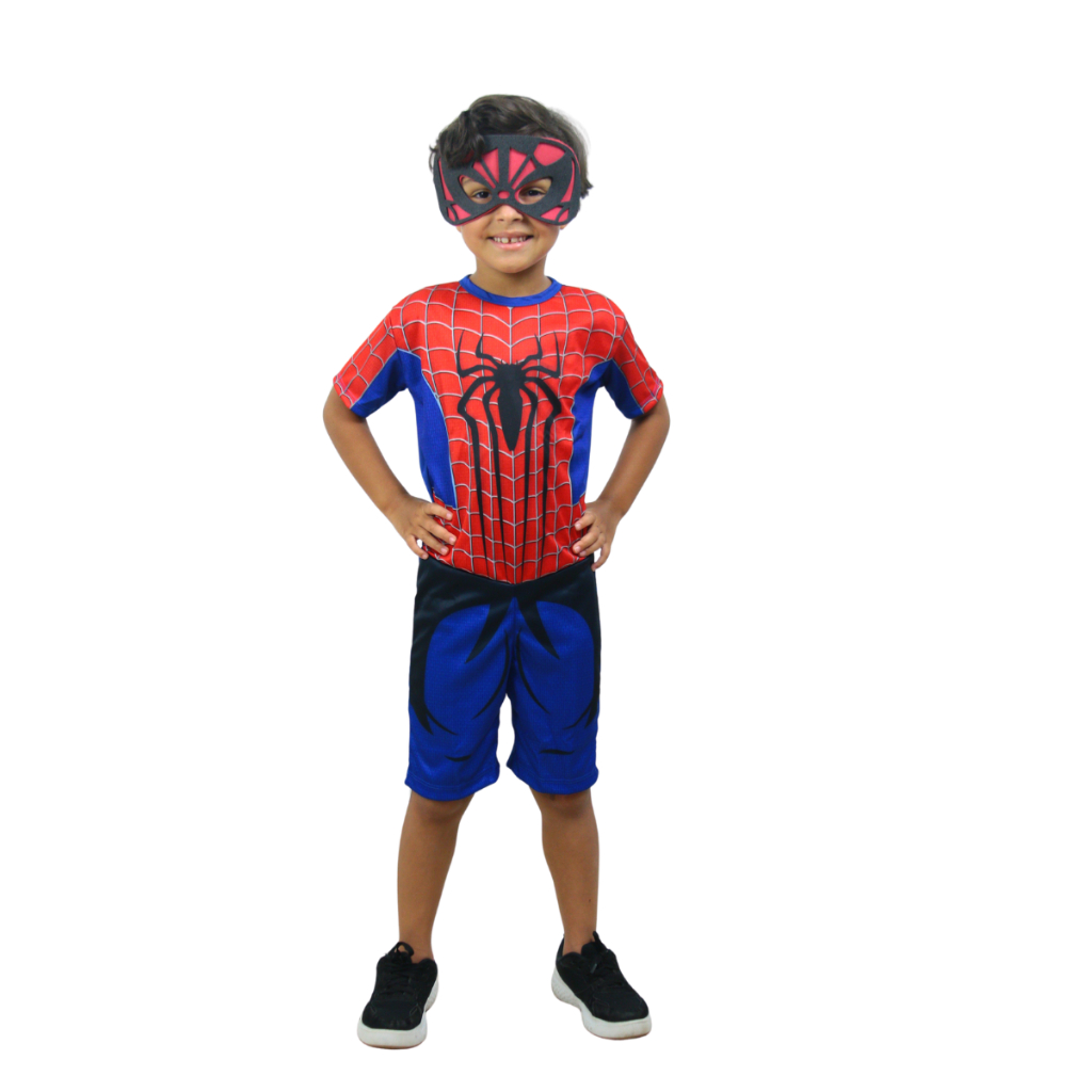 Promoção Fantasia Infantil Homem Aranha/Spider-Man dos Vingadores Avengers Com Máscara em Oferta na Shopee