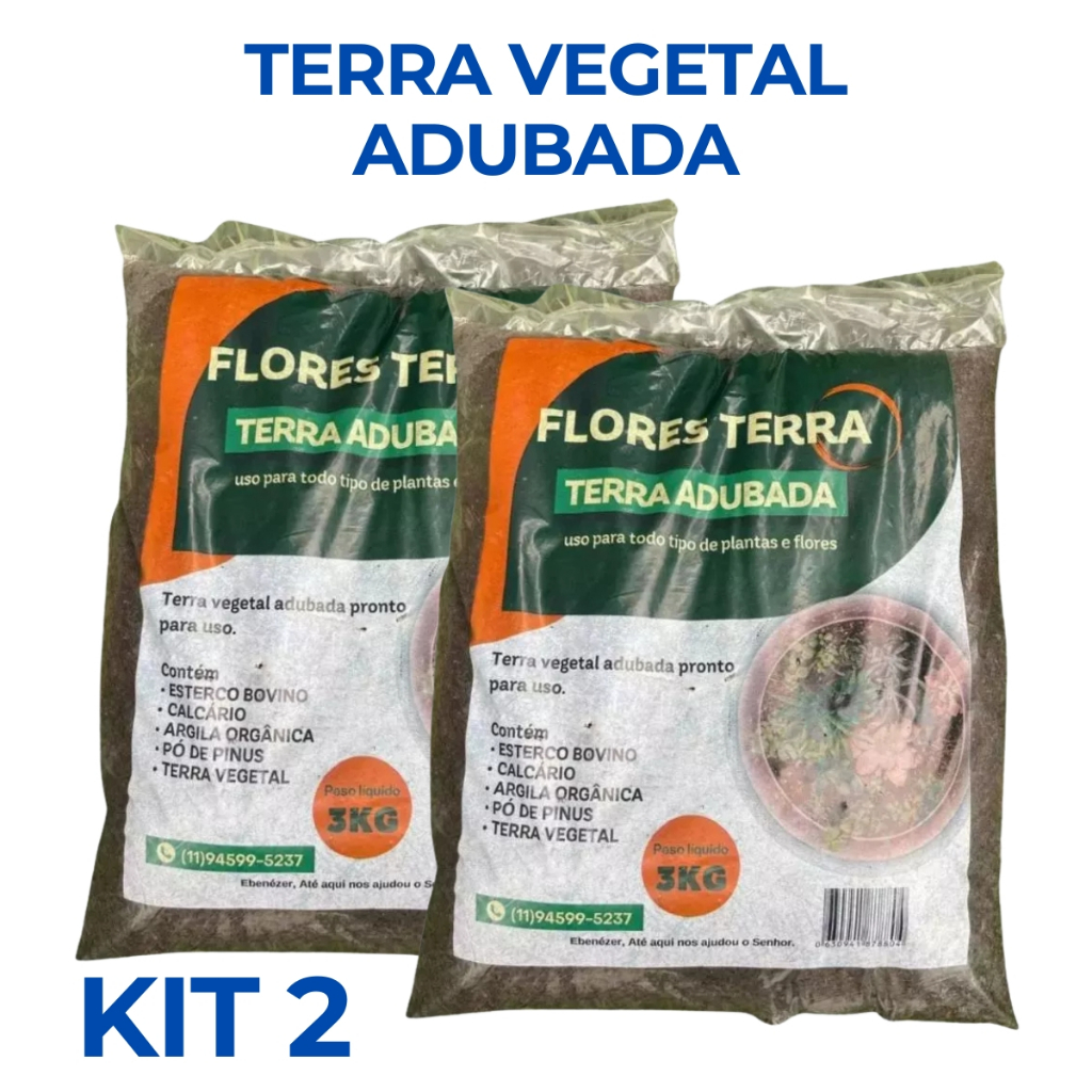 Kit Terra Vegetal Adubada Terra Vegetal Rica de Nutrientes Para o Cultivo de Plantas