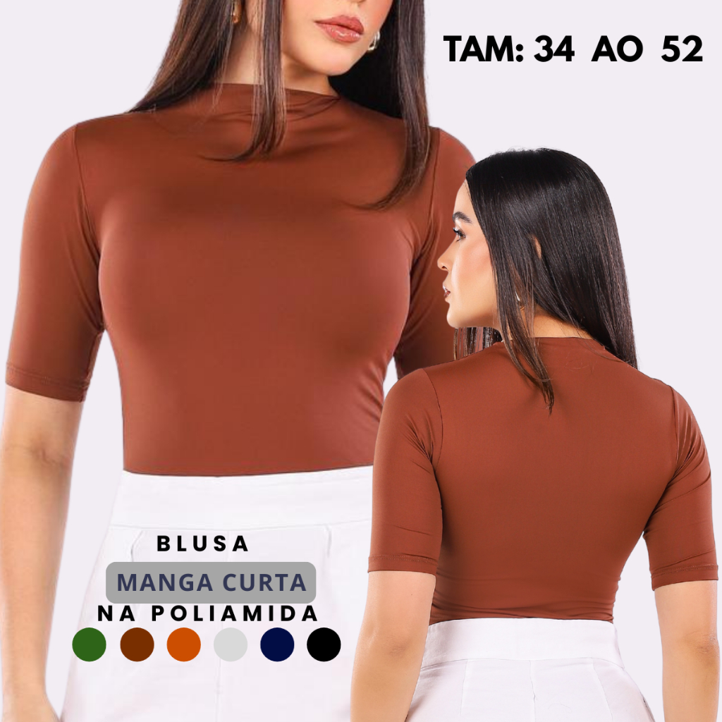 Blusa Feminina Manga Curta Poliamida com Elastano Premium Blusa Manga Longa 34 ao 52 em Oferta na Shopee