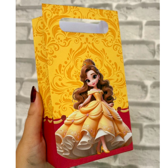 Sacolinha Surpresa Bela e a Fera - Sacola de papel para lembrancinhas - Sacola Pegue e monte
