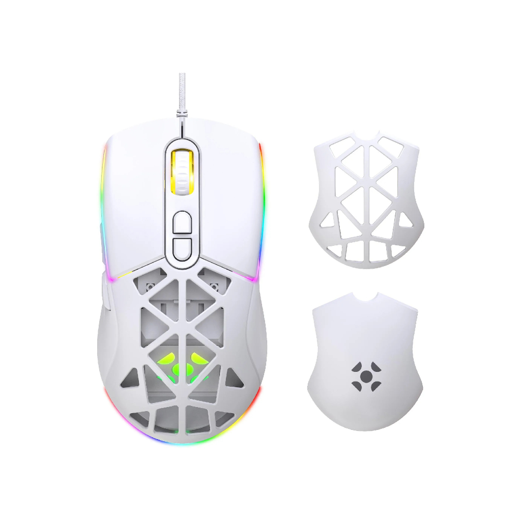 Mouse Gamer Fortrek Striker 12800dpi Rgb White Edition Com Aceleração 20G