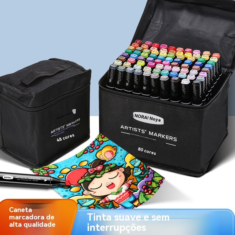 24/36/48/60/80 Cores Caneta Marcadora Dupla Aquarela Para Crianças e Estudantes