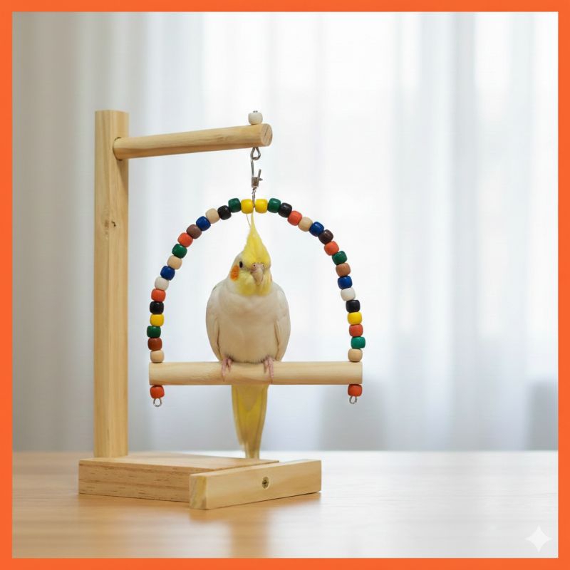 Balanço Brinquedo Arco com suporte para aves Calopsita Agapornis Ringneck Periquito Rosela