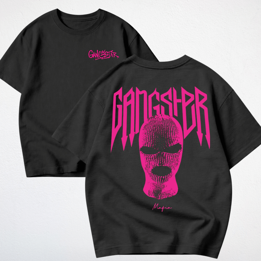 Camiseta Oversized Gangster Feminina Estampada Streetwear Algodão Premium Manga Curta Confortável Academia Gym
