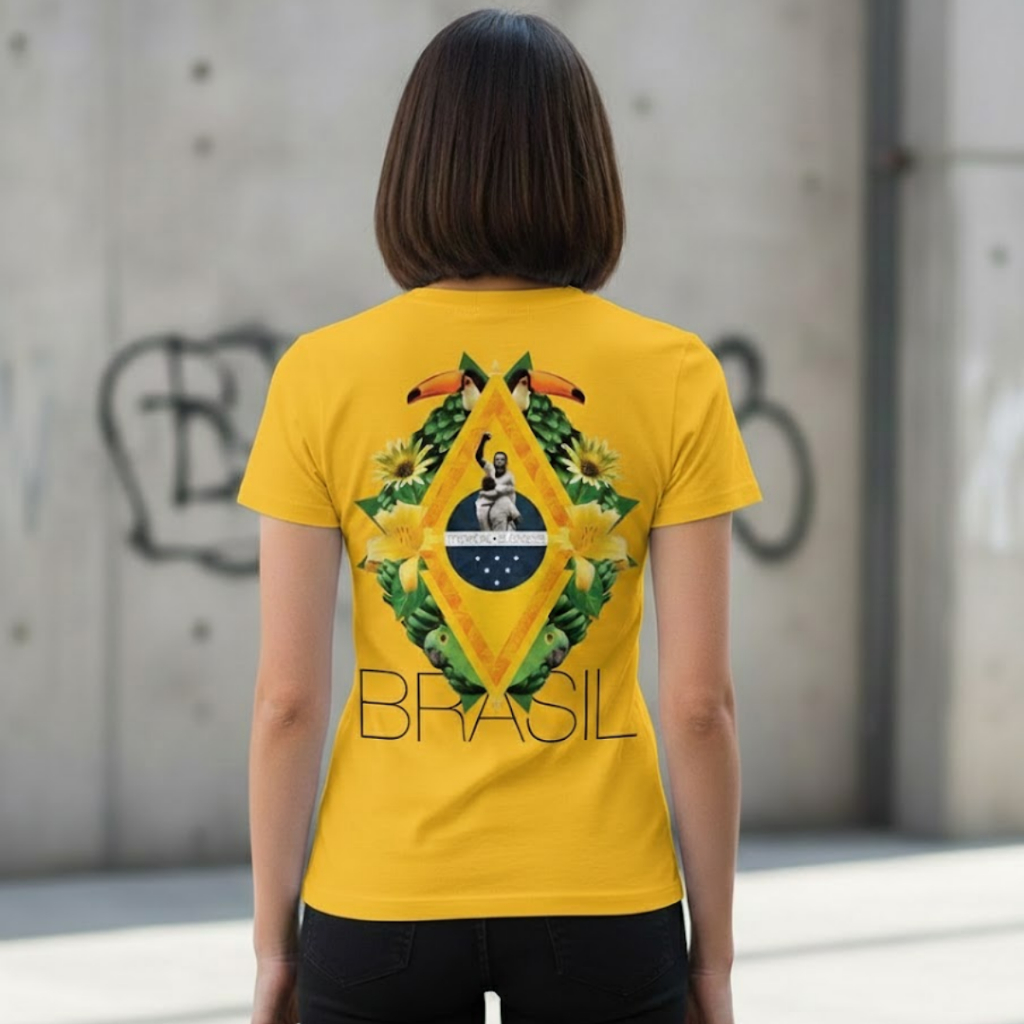 Camisa Camiseta Feminina Futebol Brasil Bandeira Pelé Copa Do Mundo Hexa