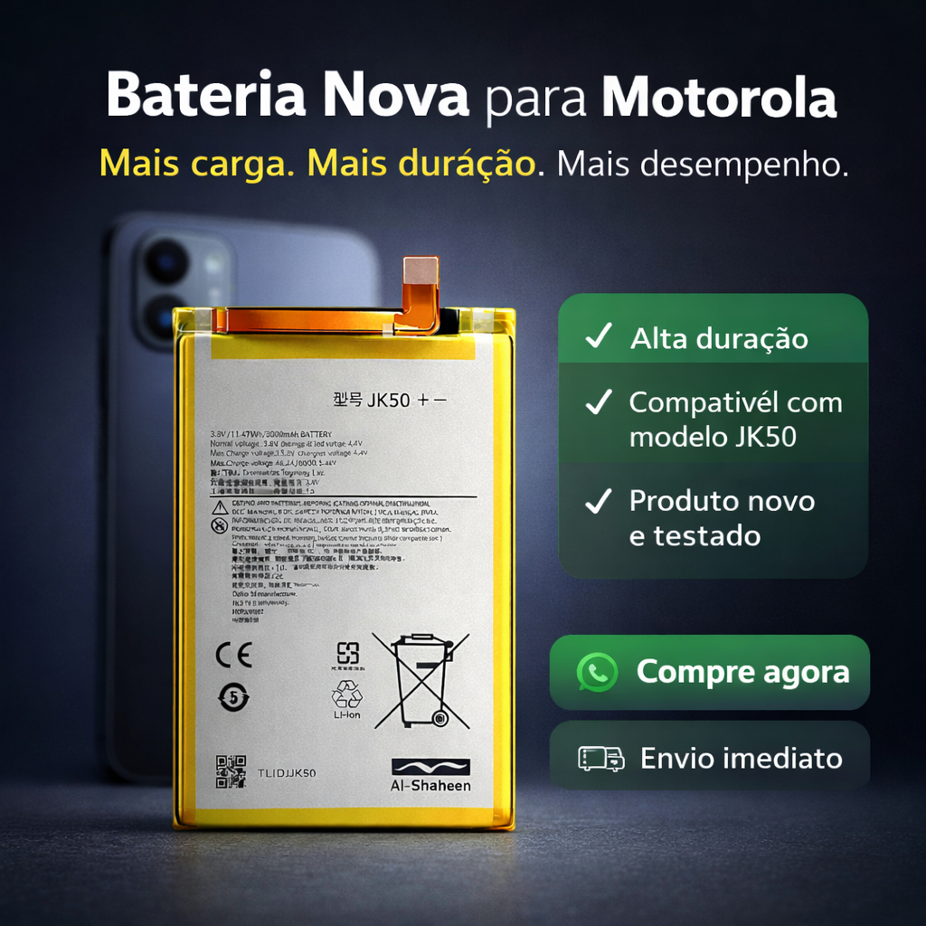 Bateira Jk50 para Moto G10 G20 G30 G31 G7 Power G9 Play G8 Power Lite