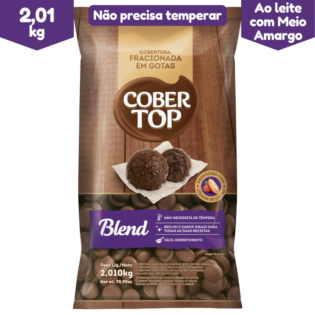 Gotas Sabor Chocolate Cobertop Blend 2kg Cobertura Fracionada Profissional Sem Choque Térmico em Oferta na Shopee