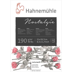 Bloco de Desenho A4 Hahnemühle Nostalgie 190g 50 Folhas Papel Sketch Artístico Branco Natural Livre de Ácido