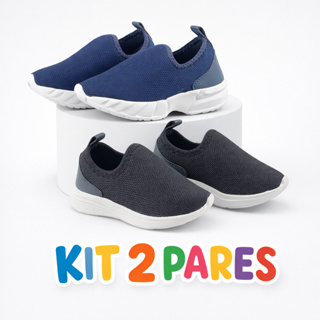 Kit 2 Pares Tênis Calce Fácil Infantil Confortável e leve, Menino e Menina em Oferta na Shopee