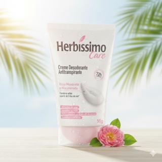 Desodorante Creme Antitranspirante Herbíssimo Bisnaga Rosa Mosqueta e Niacinamida 55g em Oferta na Shopee