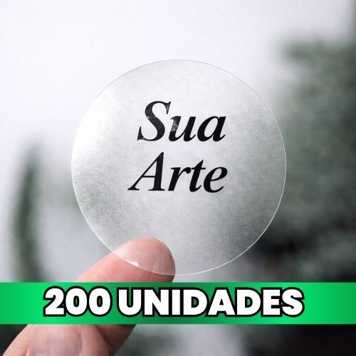 Etiqueta Adesiva Personalizada Logo Transparente 3,4,5cm (3 tamanhos) Vinil À Prova D'água Kit 200 Unidades