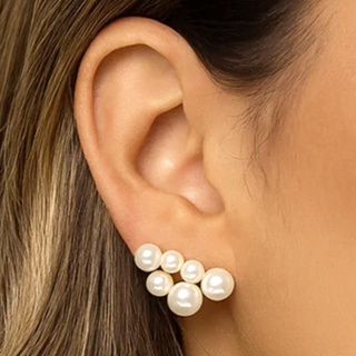 Brinco de Pérola Media Banhado em Ouro 18K em Oferta na Shopee