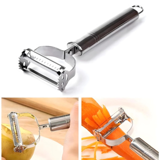 Descascador de Legumes e Frutas (1, 2 ou 3 und) Dupla Lâmina Móvel 2 em1 - Metal com excelente corte em Oferta na Shopee