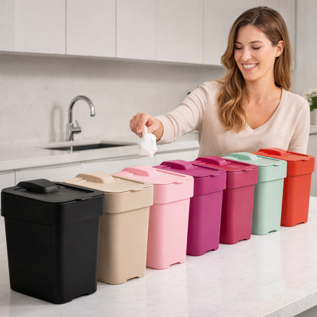 Lixeira De Pia Slim com Tampa Cozinha Bancada 2,5 Litros Compacta Multiuso Plástico UZ Utilidades