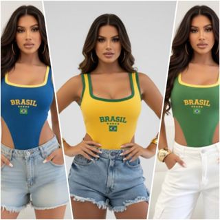 Body Regata Cavado Feminino Do Brasil Moda Blogueira Tendencia Lancamento Look Copa 2026 Verao em Oferta na Shopee