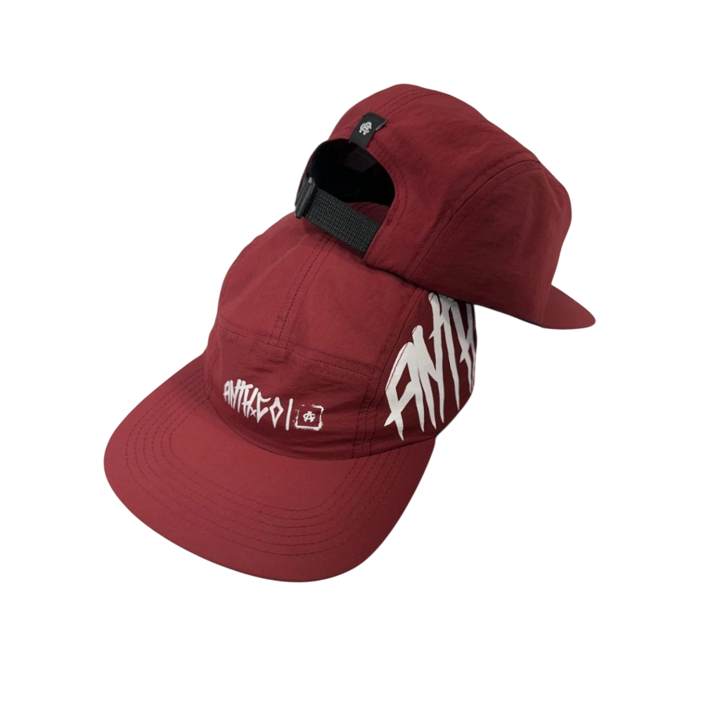 Boné Aba Reta Flexível Impermeável Five Panel Tampa Vermelho Lançamento Anth Co.