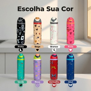 Garrafa Térmica De 600ml Com Estampa No Corpo Para Esportes E Condicionamento Físico Ao Ar Livre em Oferta na Shopee