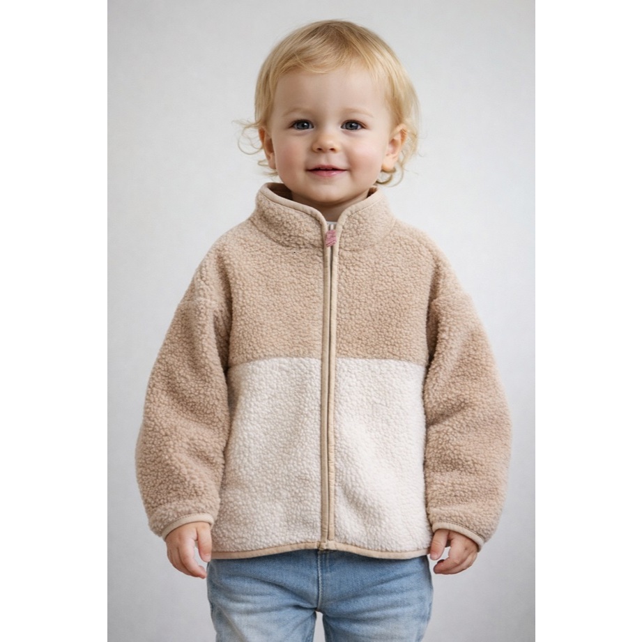 Casaco Jaqueta bebê, Infantil, ORIGINAL, 24 Meses, 2 Anos, Flace, Microfibra, Importado, cor bege.
