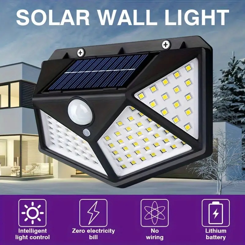 Kit C/2 Luminária Solar 100 Leds Sem Fio à Prova D' Água Externa 3 Modos Painel De Led Solar em Oferta na Shopee