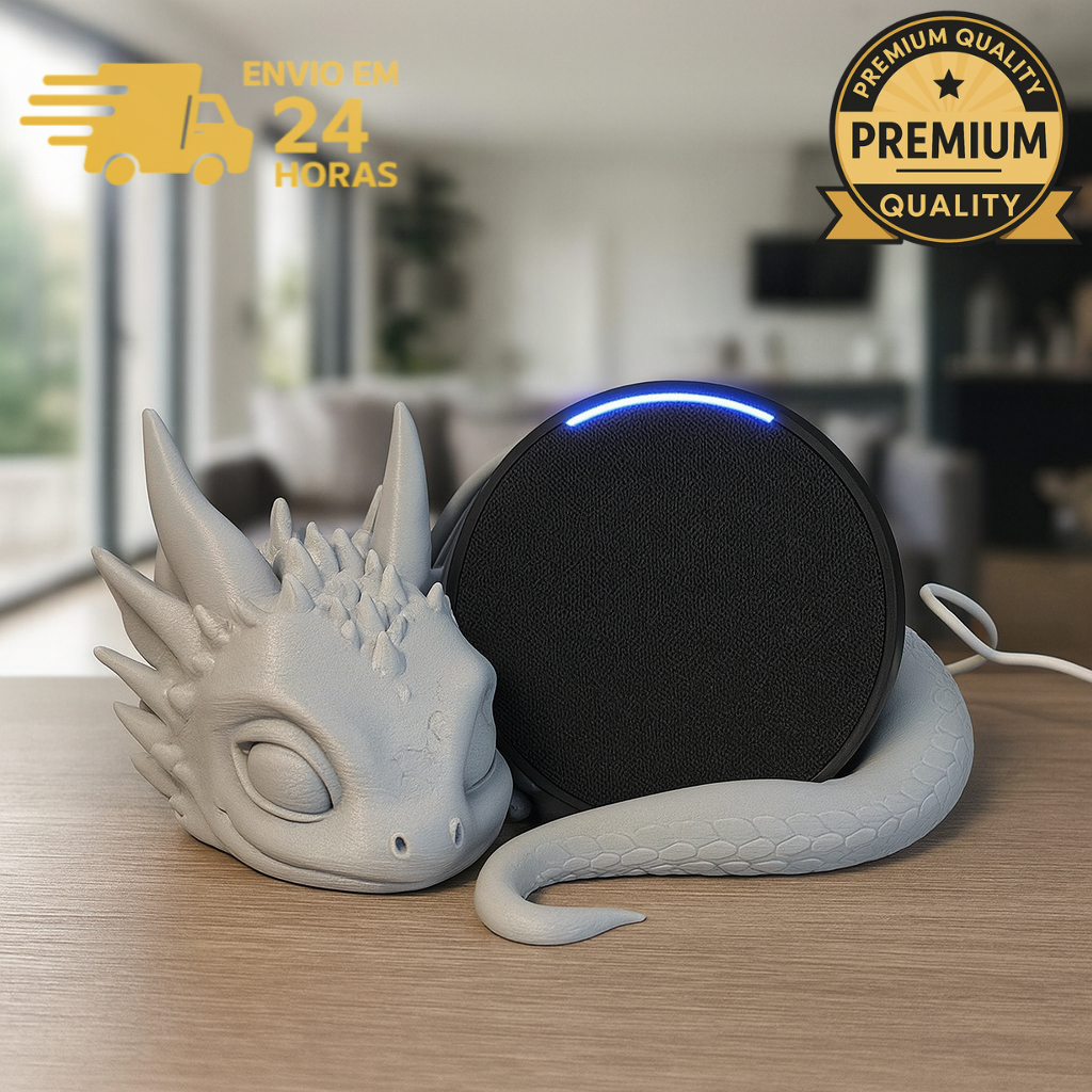 Suporte Alexa Dragão Decorativo – Compatível Alexa Echo Pop – Design Premium