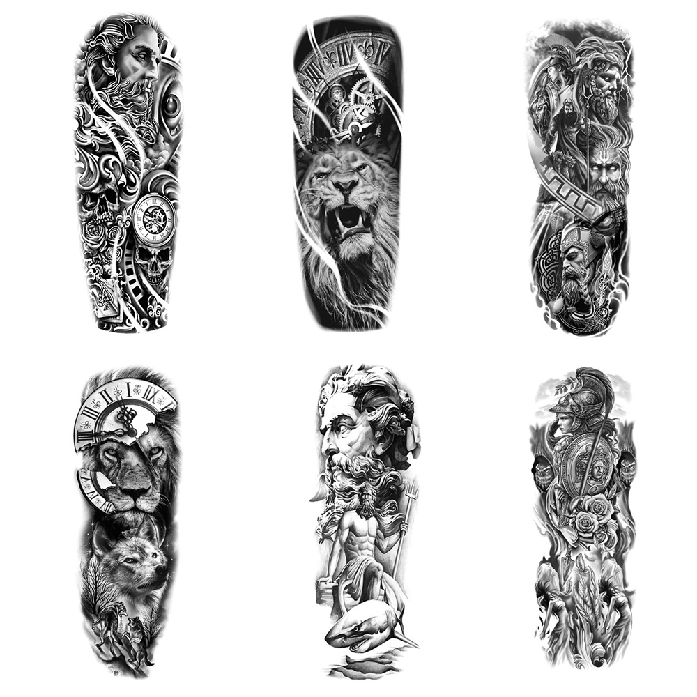 Tatuagem Temporária-Adesivo Impermeável De Manga Rosa , Arte Corporal De Braço Completo Para Mulheres E Homens