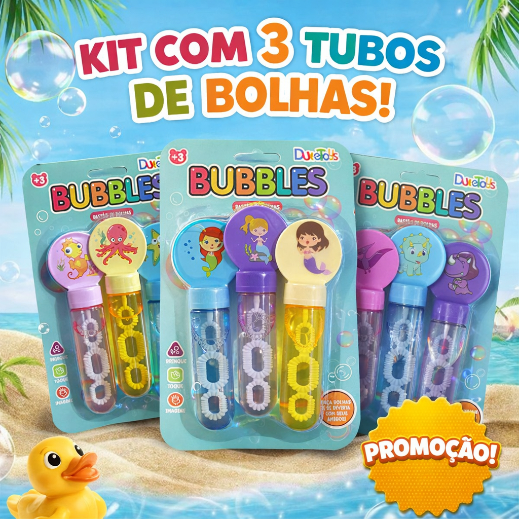 Kit 3 Tubetes Bolha de Sabão Infantil Festa e Lembrancinha em Oferta na Shopee