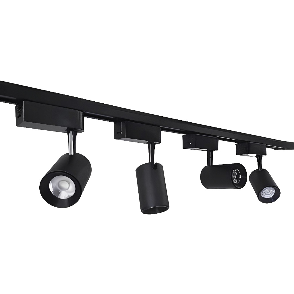 kit Trilho Eletrificado de 1m + 3 Spots 7w led Preto Luz Branco 6500k/Neutro 4000k/Amarelo 3000k em Oferta na Shopee