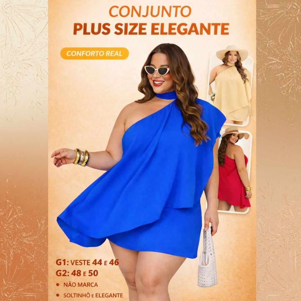 Conjunto Plus Size Feminino Short Saia em Dunna Leve Soltinho Verão 2026 em Oferta na Shopee