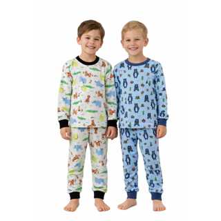 Kit 2 Conjuntos Pijamas Infantil Quentinho Peluciado Flanelado Menino Inverno Frio 1 ao 8 em Oferta na Shopee