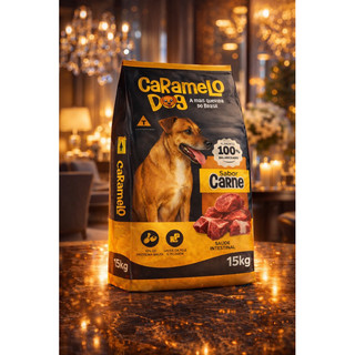 Ração Caramelo Dog 15kg Sabor Carne Sem Corante com Ômega 3 e Ômega 6