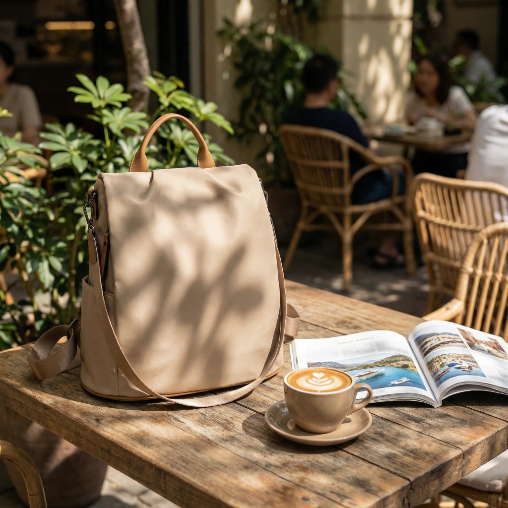 Mochila Feminina LaytonVivan YD1827 Antifurto Nylon Grande Casual Trabalho Faculdade Impermeável