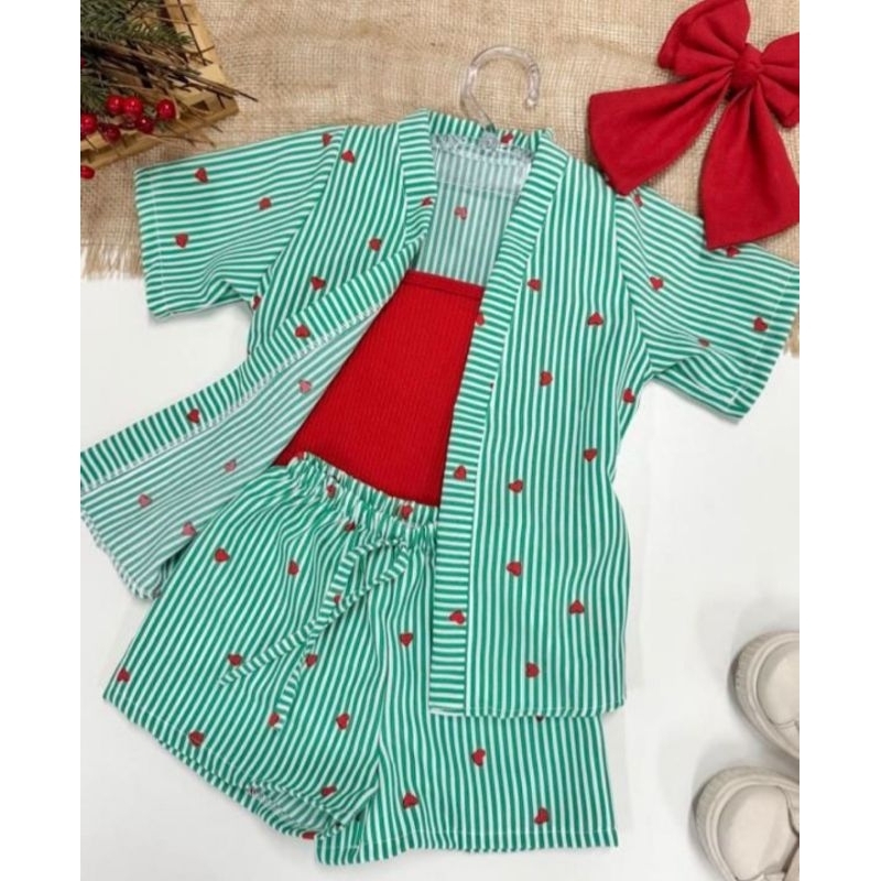 Conjunto Infantil Menina Kimono  _Juvenil Menina 2 perças estampado,/moda saída de praia 🌴 🏖 Estampa