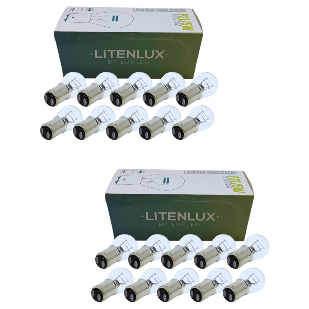 Kit 20 Lampadas Sinalização 2 Polos P21/5w 12v Litenlux em Oferta na Shopee
