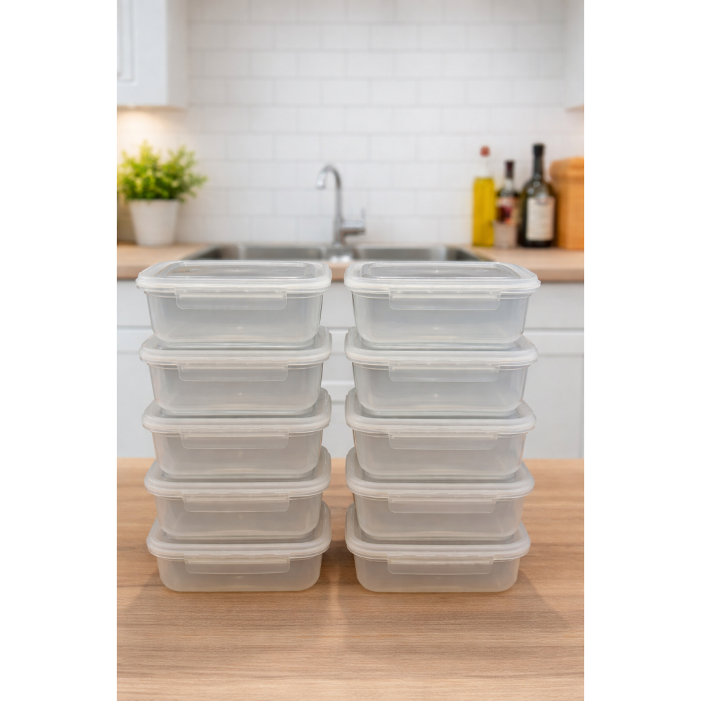 Kit 10 Potes Marmita Fitness 500ml Reutilizável Transparentes BPA FREE Freezer Microondas Organizado