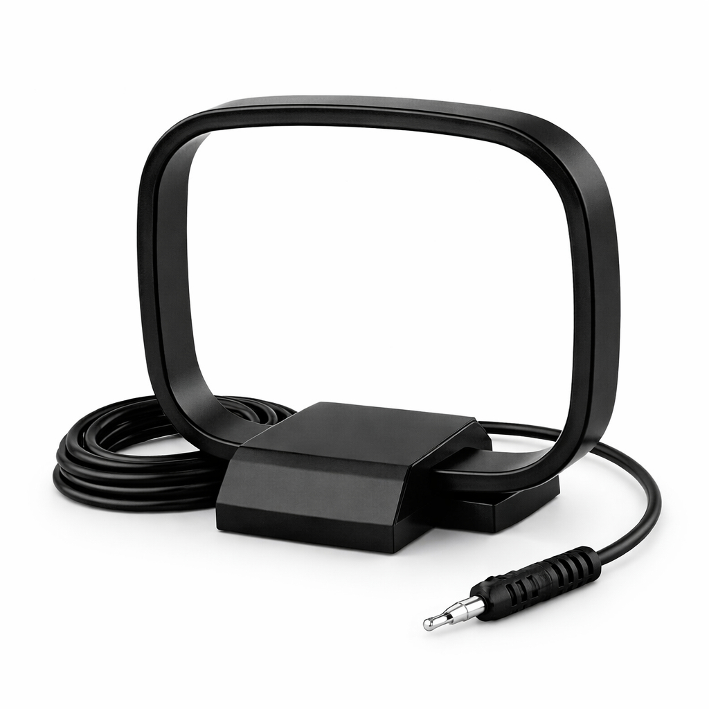 Antena Loop Universal AM/FM Profissional Alto Desempenho Rádio Micro System Cabo 1m Compatível 99%