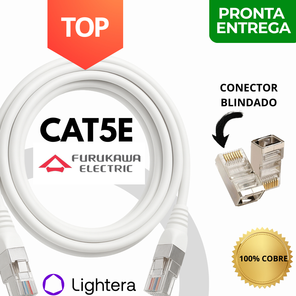 Cabo de Rede CAT5E Furukawa Conector Blindado Alta Velocidade