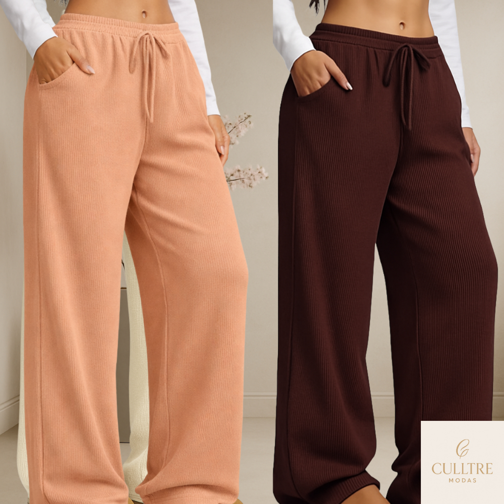 Calça Feminina Pantalona Tecido Anarruga Importada com Bolsos Tendência em Oferta na Shopee