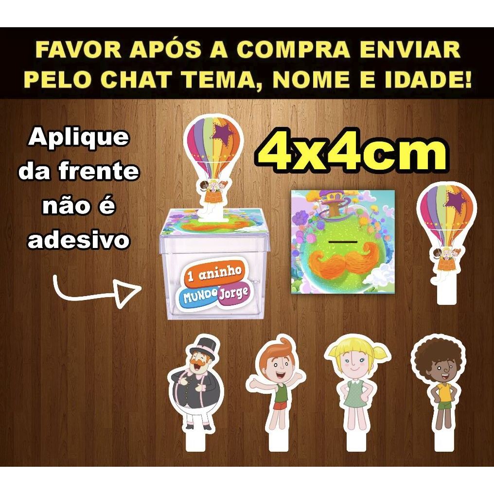 Adesivos + Apliques 3D Cima e Frente para Caixa Acrílica 4x4cm 4cm (TODOS OS TEMAS) em Oferta na Shopee