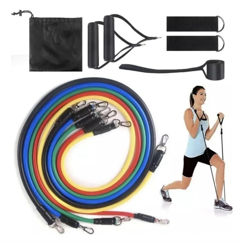 Imagem Kit Completo Treino em Casa: Elásticos Extensores  | Fitness & Musculação