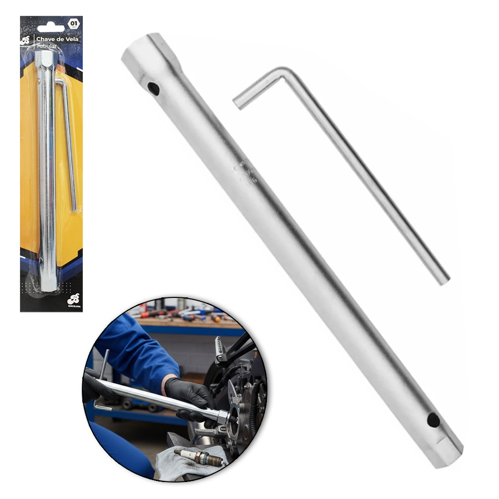CHAVE DE VELA TUBULAR EXTRA LONGA SEXTAVADA PONTA DUPLA 16-21MM 30CM