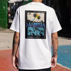 Camiseta Maresia - Estampa Coqueiros - Camisa Masculina Feminina 100% Algodão Moda Surf