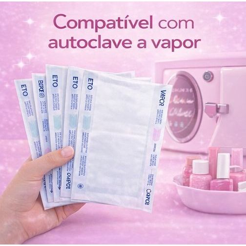 Envelope de esterilização 12cm x15cm Grau cirurgico -Ideal para manicure Estética podologia