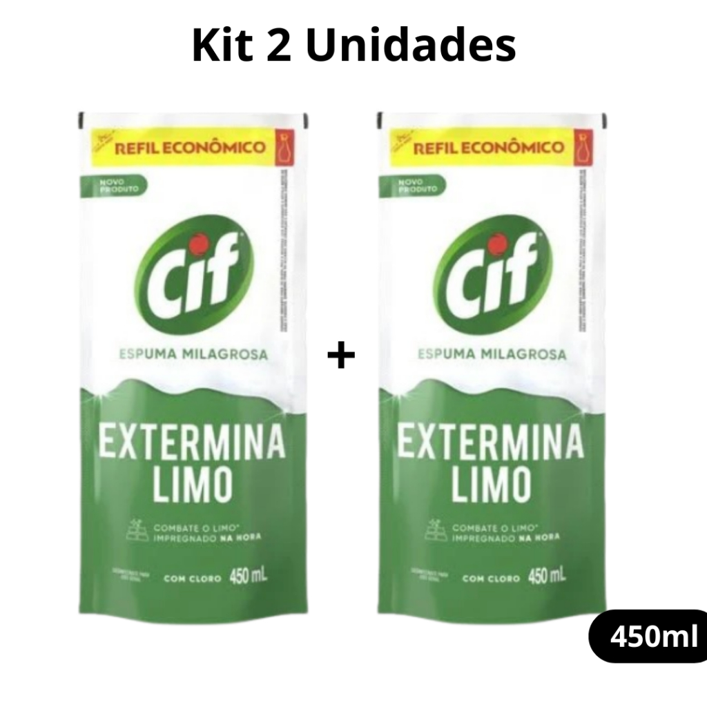 Kit 2 Cif Espuma Milagrosa Derrete Gordura Extermina limo Sache 450Ml