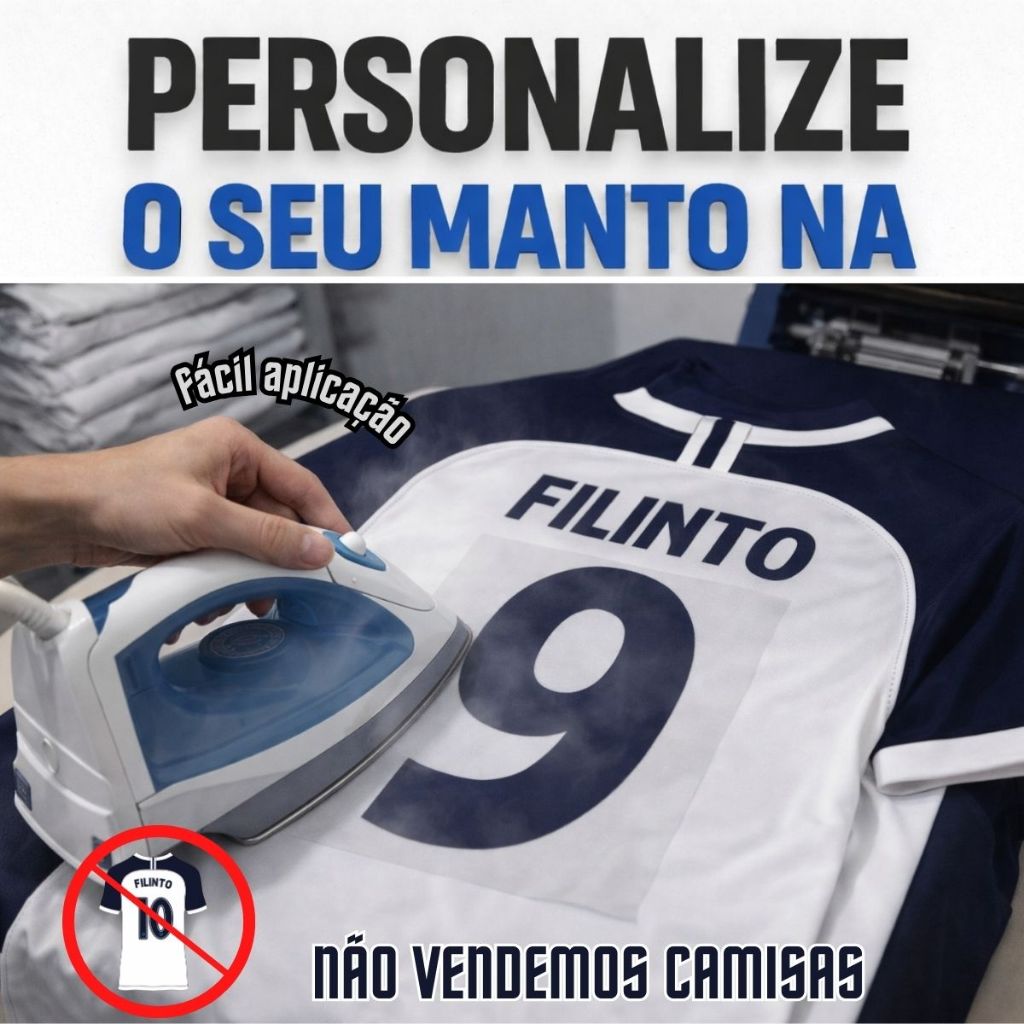 Nome + Número Termocolante Para Personalização Camisa Times Futebol