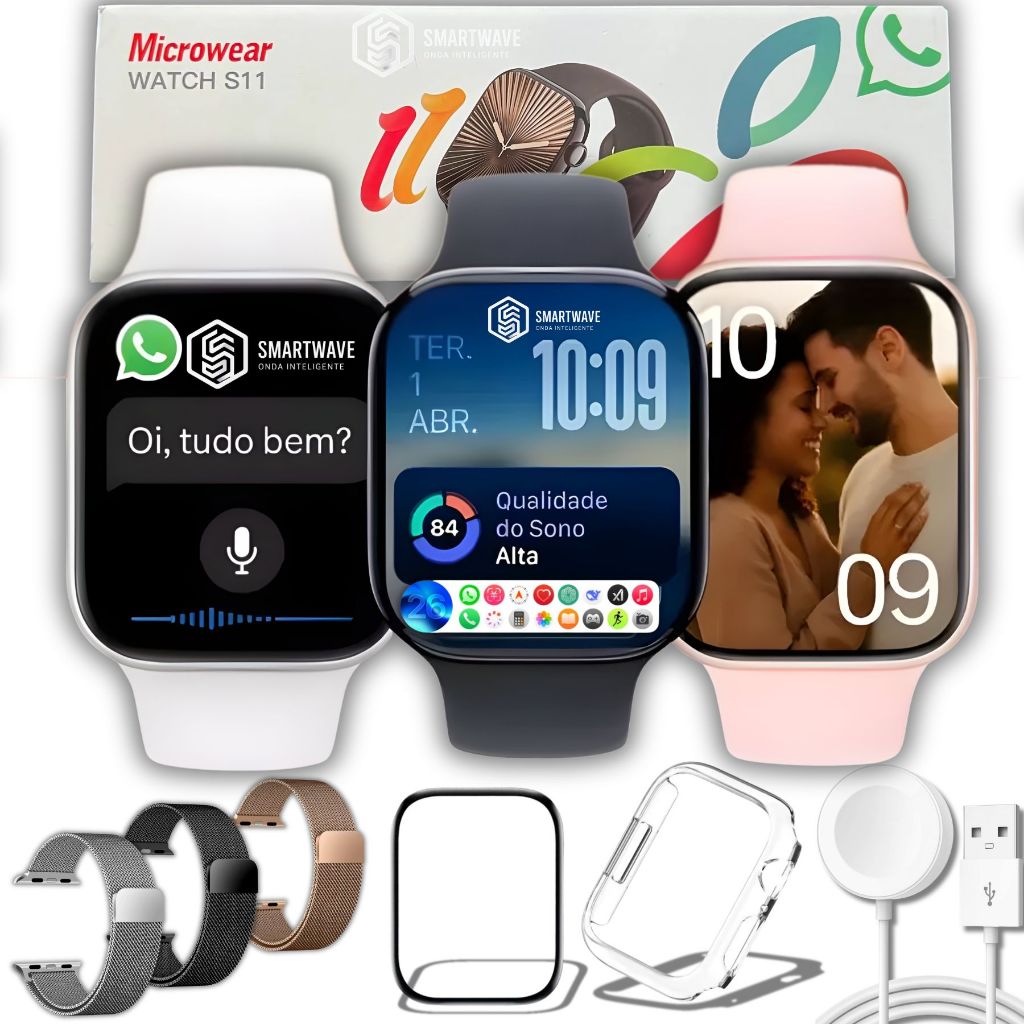 Relógio Smartwatch S11 Série 11 Tela AMOLED 2.02" HD GPS Monitor Saúde Esportivo 46mm