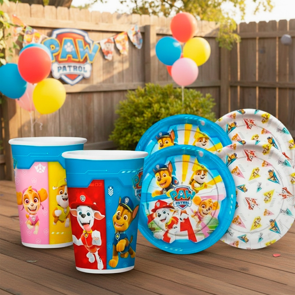 Kit Festa Patrulha Canina Decoração Copos + Pratos 16 unid mais resistênte