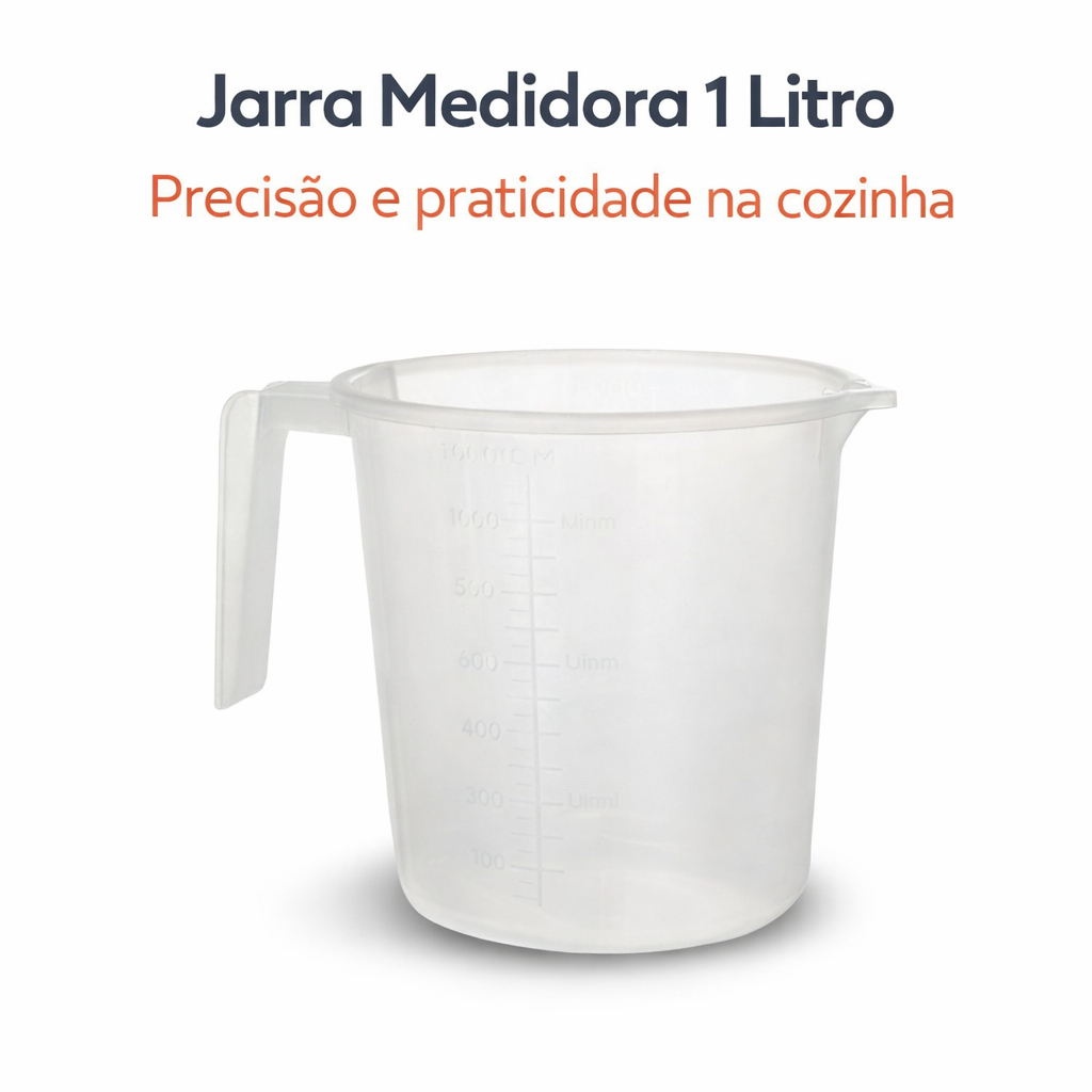 Jarra Medidora Plástica 1 Litro 1000ml Com Bico e Alça Graduada